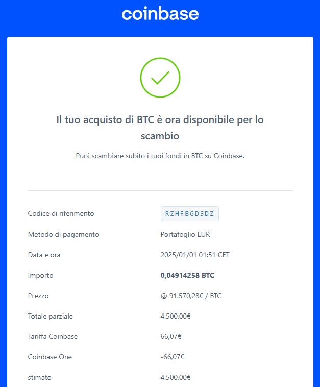 Acquisto BTC su Coinbase